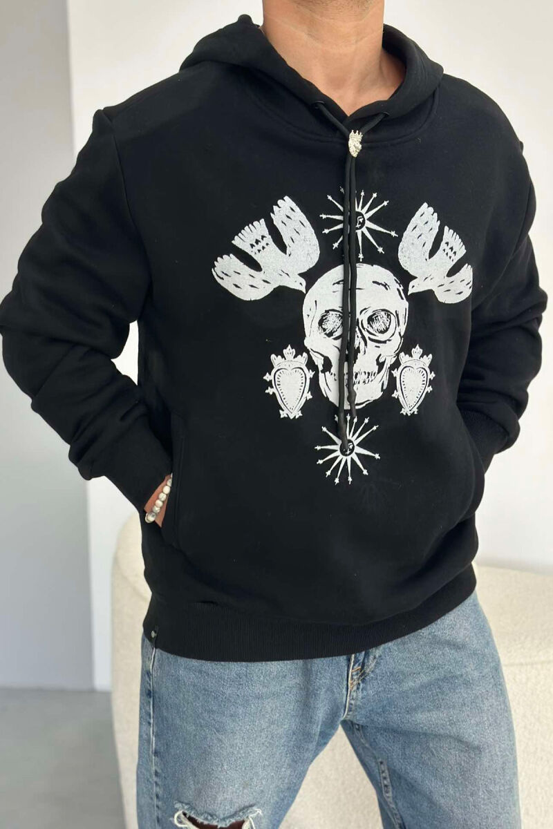 SKULL DESIGN MEN HOODIE BLACK/ E ZEZE - 1