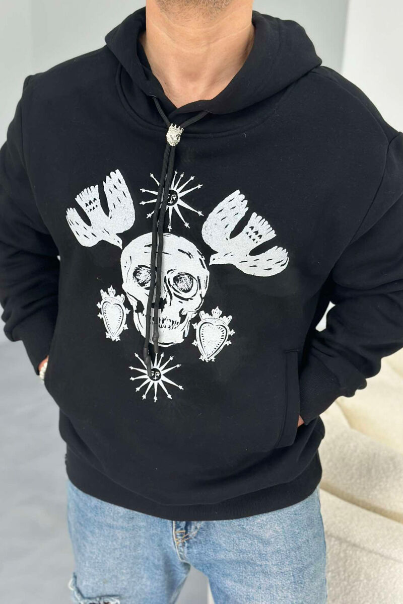 SKULL DESIGN MEN HOODIE BLACK/ E ZEZE - 2