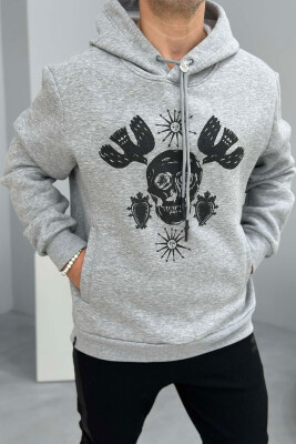 SKULL DESIGN MEN HOODIE GREY/GRI 