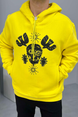 SKULL DESIGN MEN HOODIE YELLOW/E VERDHE 