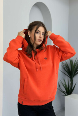 SKULL SMALL LOGO ONE COLOR WOMEN HOODIE ORANGE/PORTOKALLI 