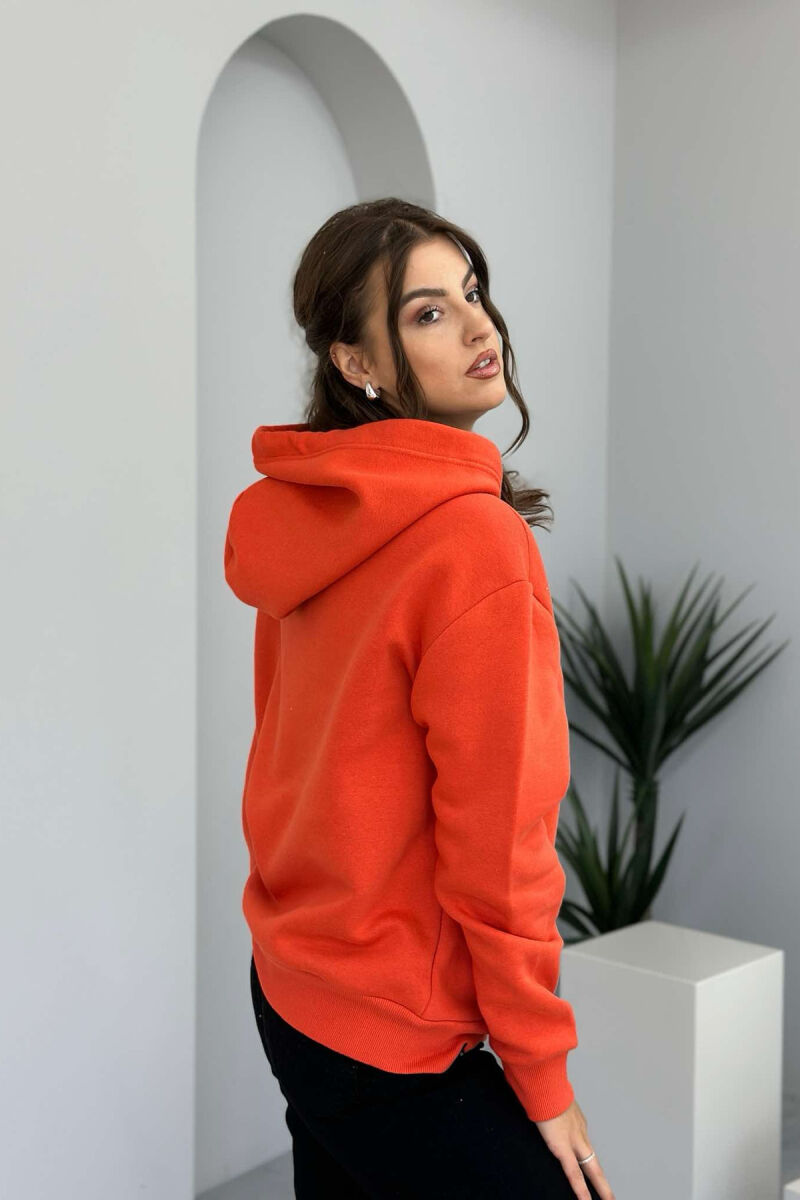 SKULL SMALL LOGO ONE COLOR WOMEN HOODIE ORANGE/PORTOKALLI - 2