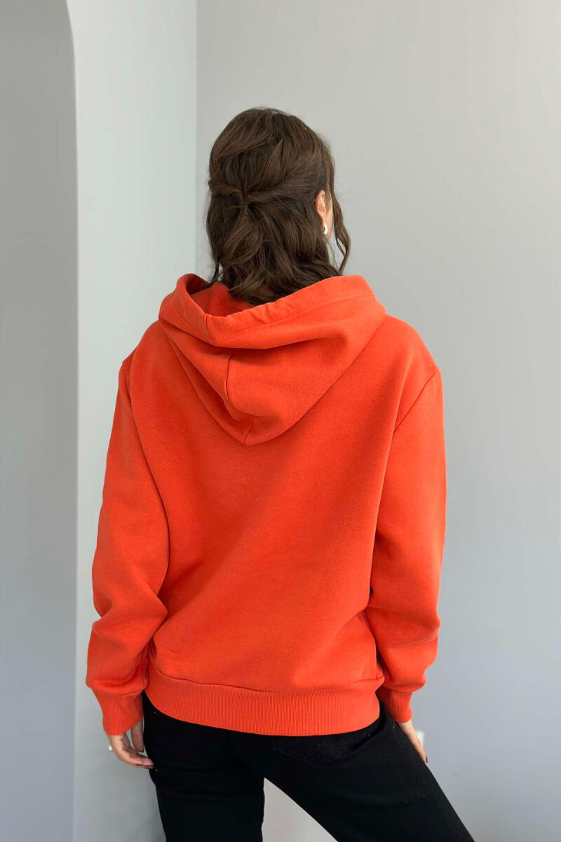 SKULL SMALL LOGO ONE COLOR WOMEN HOODIE ORANGE/PORTOKALLI - 6