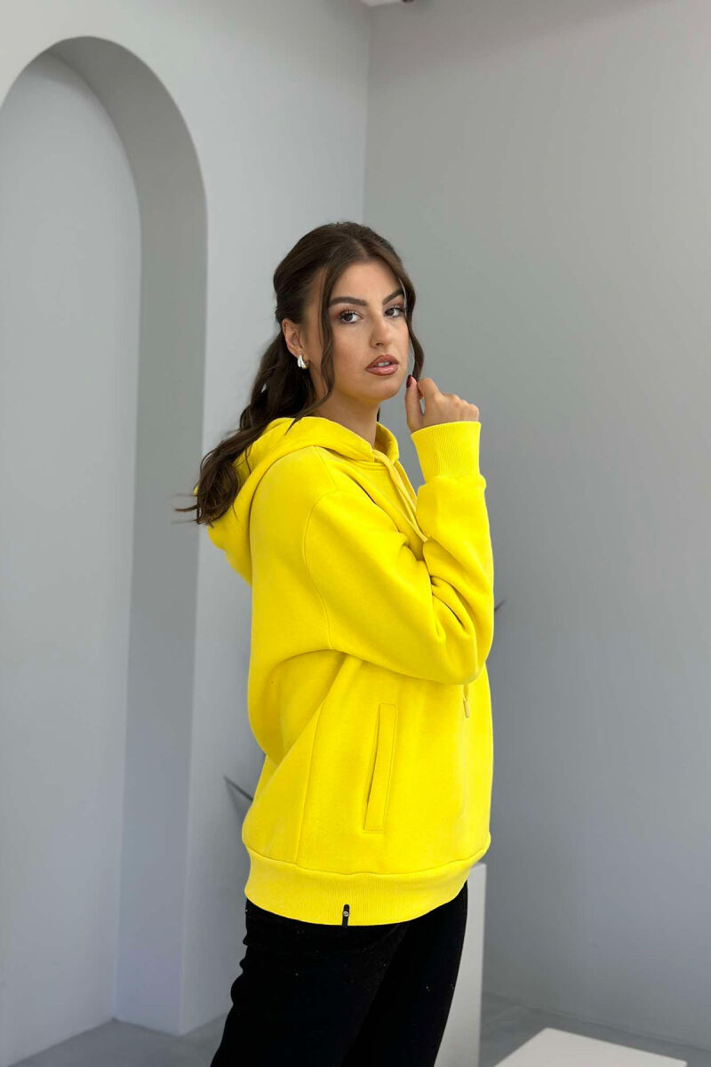 SKULL SMALL LOGO ONE COLOR WOMEN HOODIE YELLOW/E VERDHE - 1