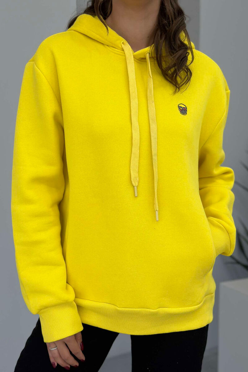 SKULL SMALL LOGO ONE COLOR WOMEN HOODIE YELLOW/E VERDHE - 2