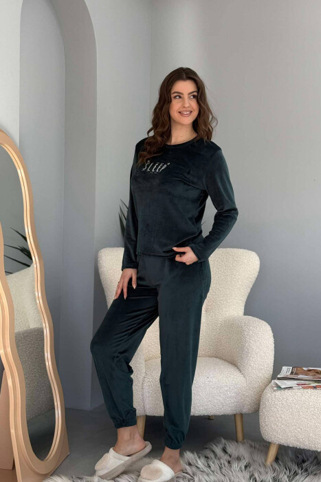 SLEEP WRITTING WOMEN PYJAMAS IN DARK GREEN COLOR - 1