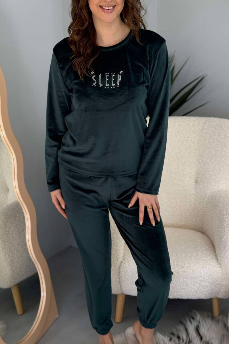 SLEEP WRITTING WOMEN PYJAMAS IN DARK GREEN COLOR - 2