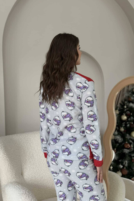 SLEEPING BIRD IMAGE WOMEN PYJAMAS IN RED COLOR - 4