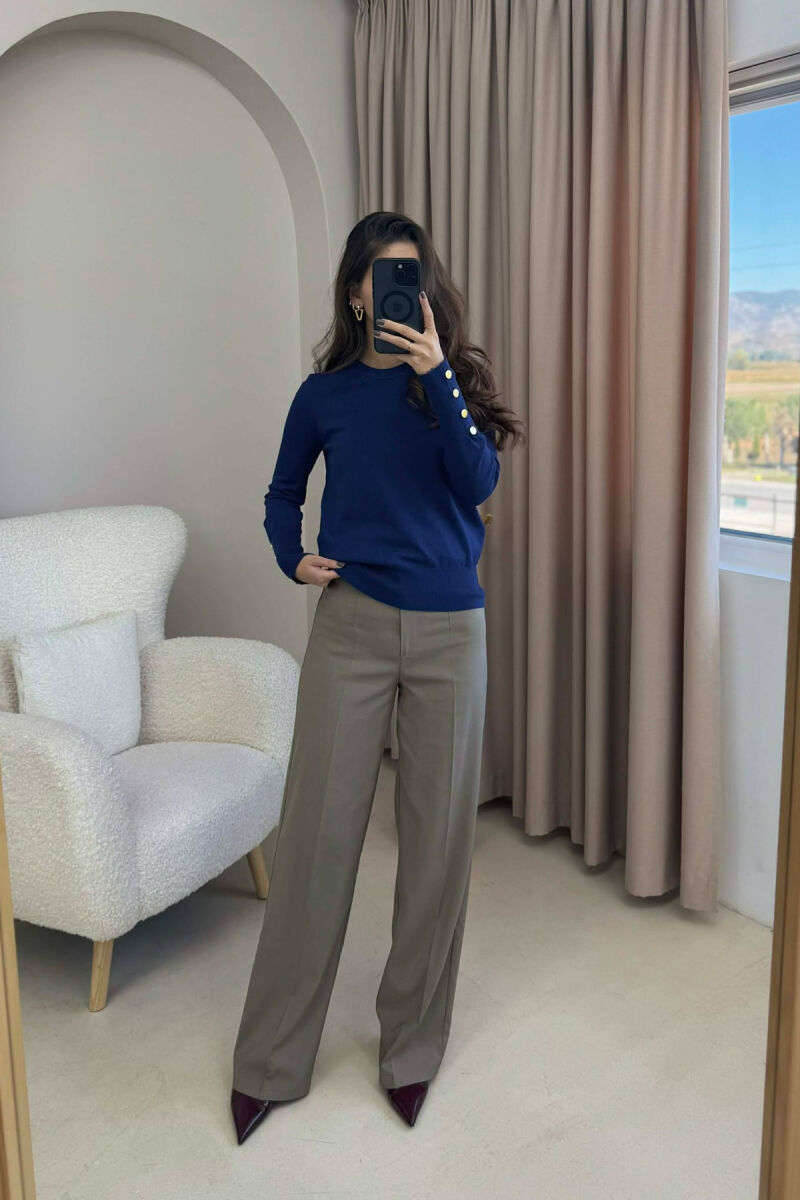 SLEEVE BUTTONS ONE COLOR WOMEN SWEATSHIRT BLUE/BLU - 2