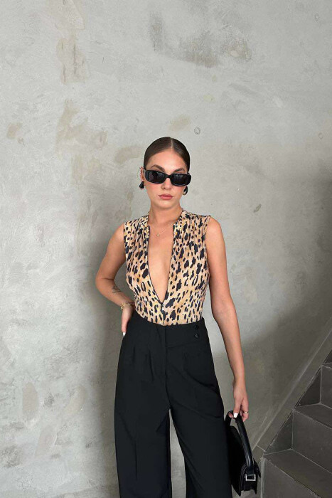 SLEEVELESS LEO DESIGN HIGH NECK WOMEN BODY LEO/LEOPARD - KLAUDIO FASHION