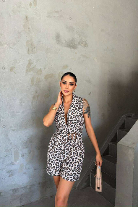 SLEEVELESS LEO DESIGN WOMEN JUMPSUIT LEO/LEOPARD - 4