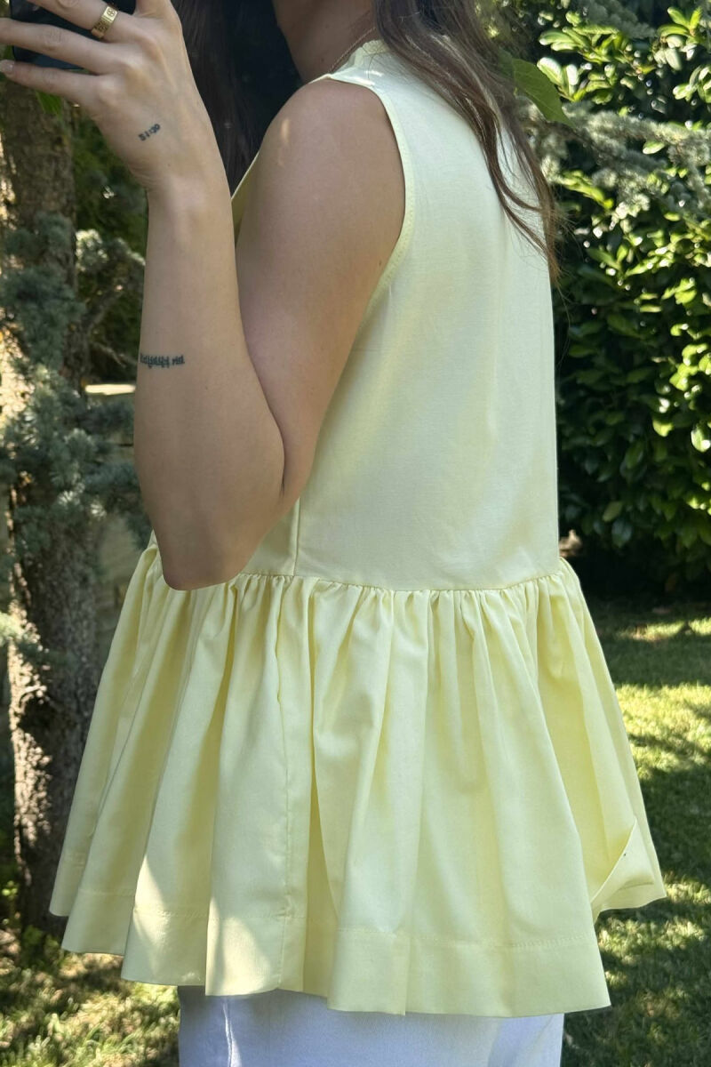 SLEEVELESS ONE COLOR LACING DETAIL WOMEN SHIRT YELLOW/E VERDHE - 2