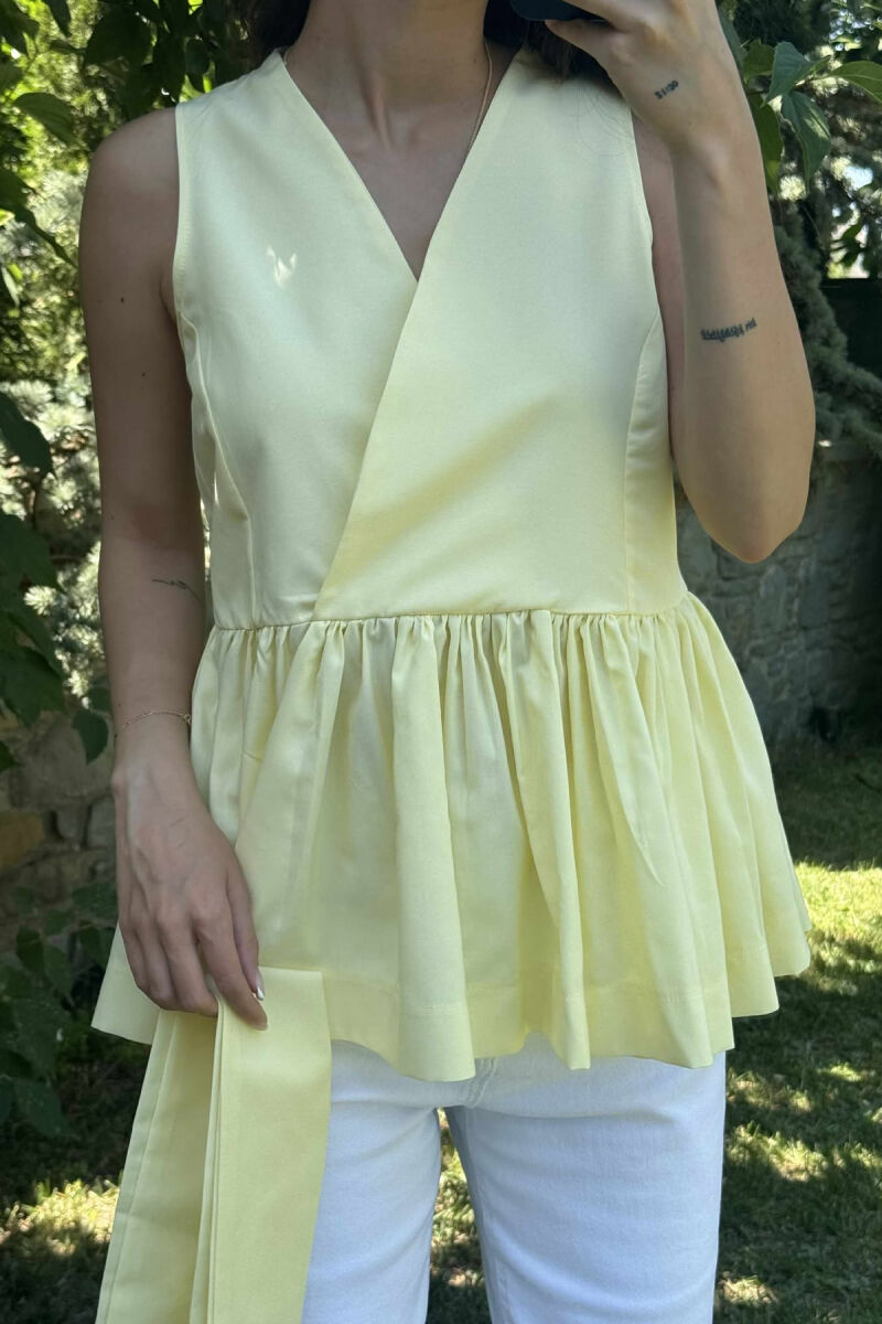 SLEEVELESS ONE COLOR LACING DETAIL WOMEN SHIRT YELLOW/E VERDHE - 3