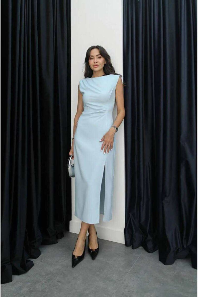 SLEEVELESS ONE COLOR WOMEN DRESS BABY BLUE/BLU BY - 1