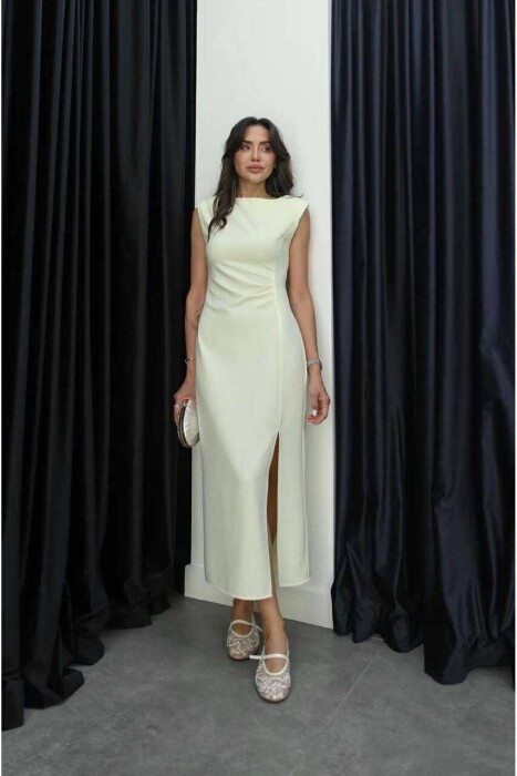 SLEEVELESS ONE COLOR WOMEN DRESS YELLOW/E VERDHE 