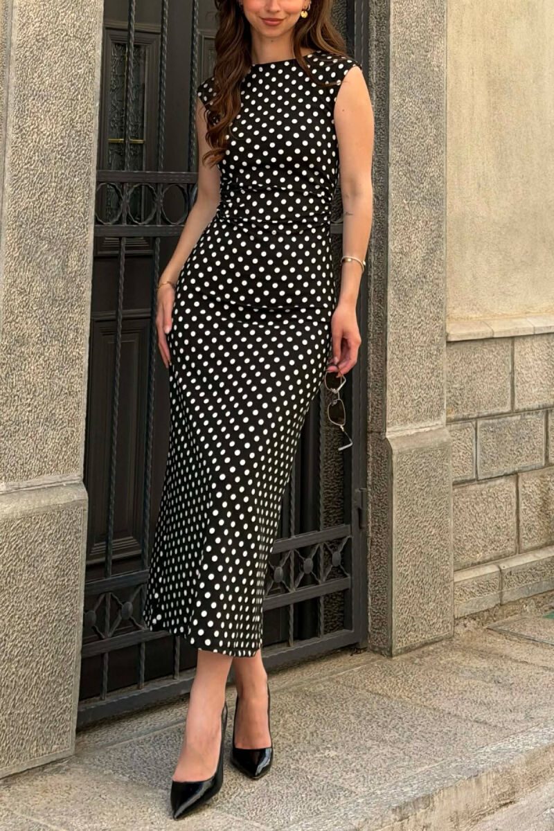 SLEEVELESS POLKA DOTS WOMAN DRESS BLACK/ E ZEZE - 4