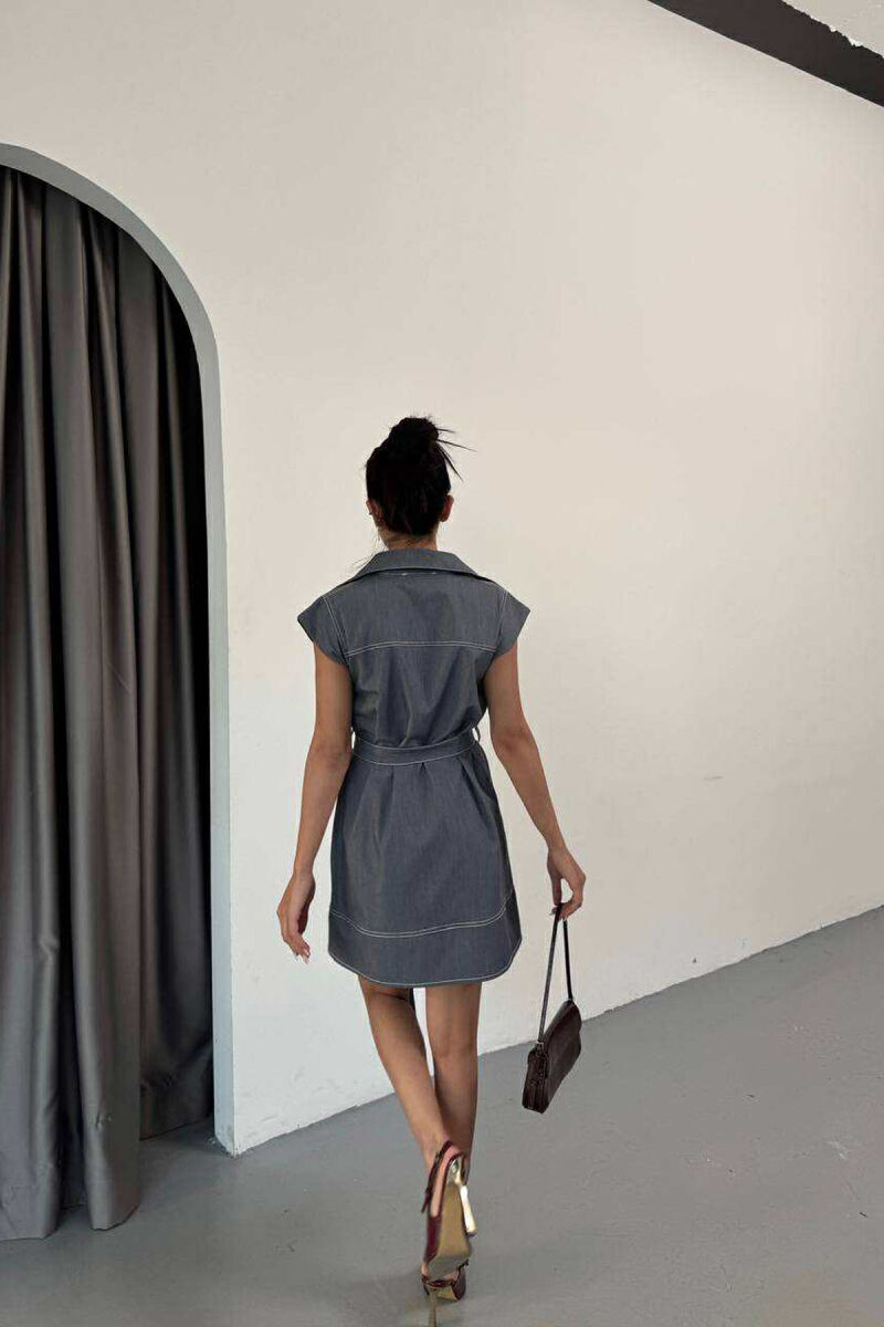 SLEEVELESS POLO NECK WOMEN DRESS BLUE/BLU - 4