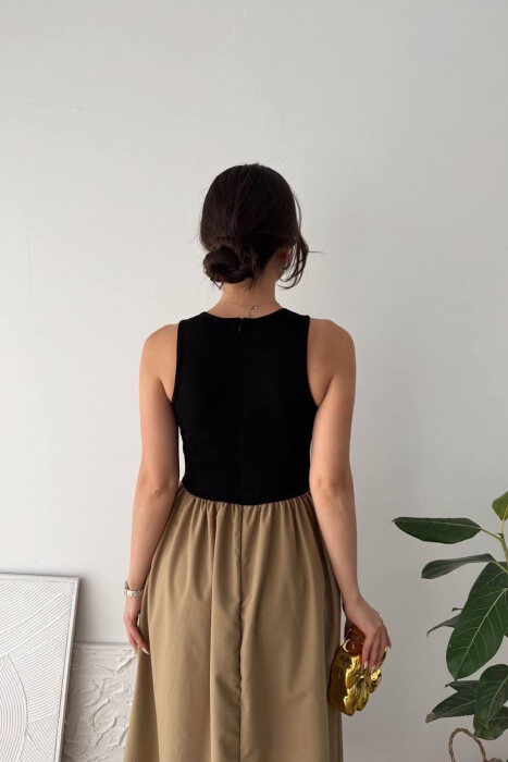 SLEEVELESS ROUND NECK WOMAN DRESS BEIGE/BEZHE - 4