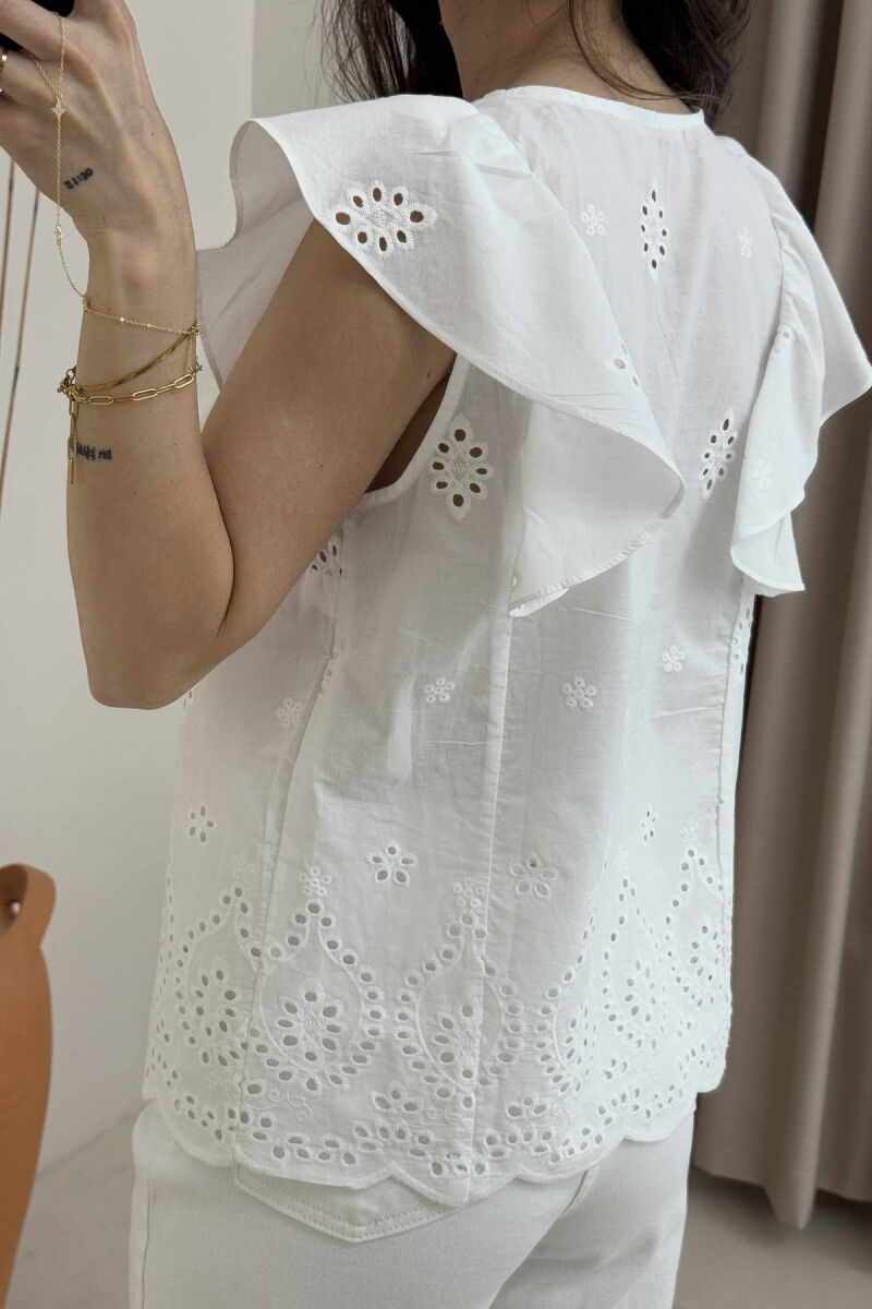 SLEEVELESS SIMPLE WOMEN SHIRT WHITE-E BARDHE - 3