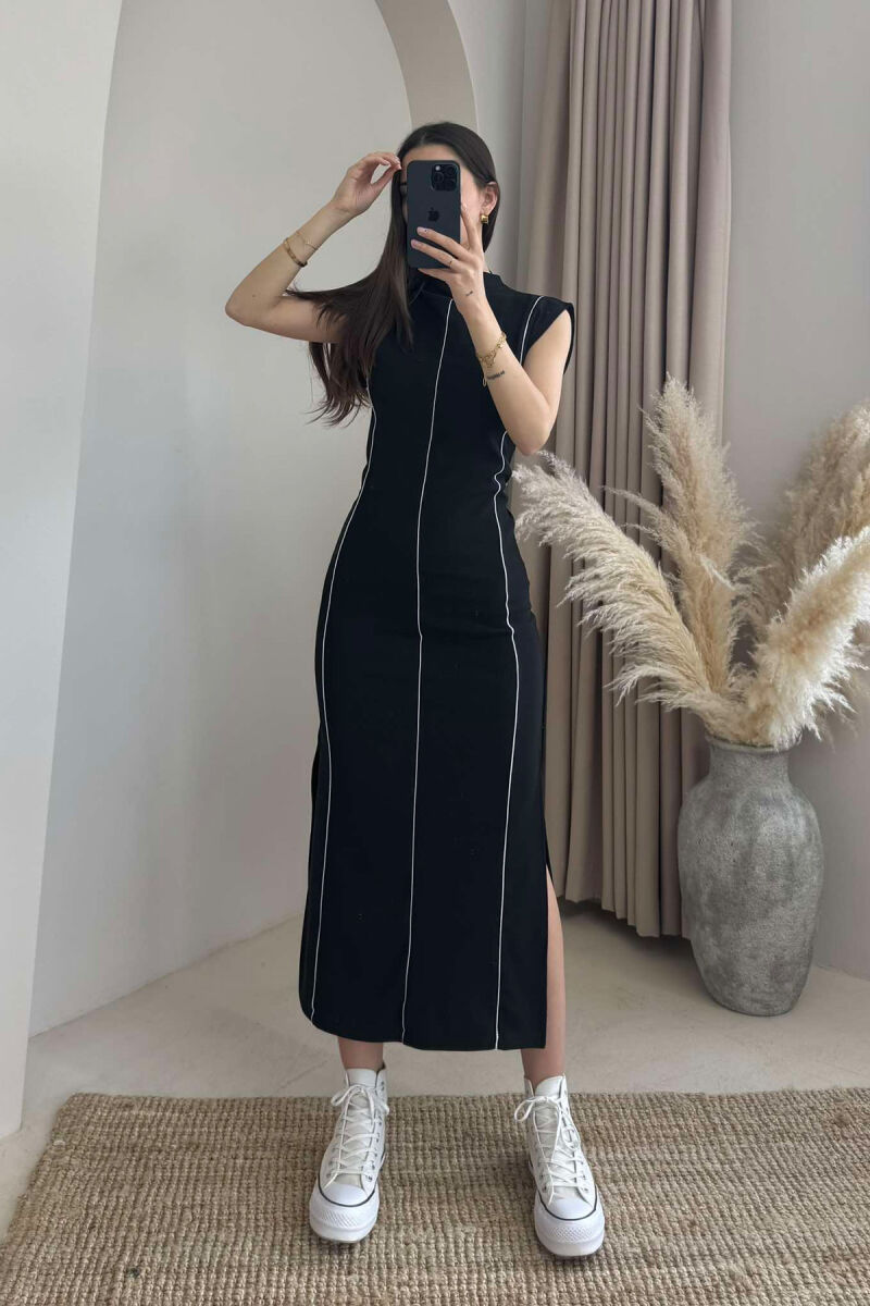 SLEEVELESS STRIPED LONG WOMEN DRESS BLACK/ E ZEZE - 2