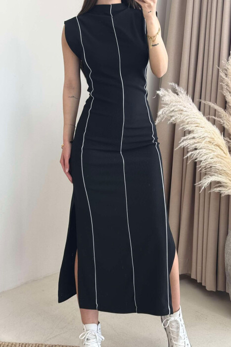 SLEEVELESS STRIPED LONG WOMEN DRESS BLACK/ E ZEZE - 4