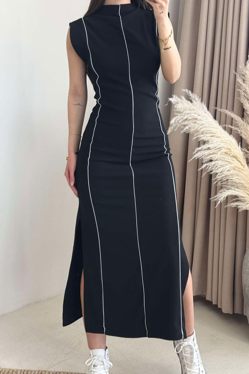 SLEEVELESS STRIPED LONG WOMEN DRESS BLACK/ E ZEZE - 4