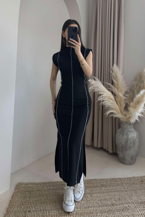 SLEEVELESS STRIPED LONG WOMEN DRESS BLACK/ E ZEZE 