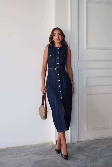 FUSTAN I GJATE XHINS PA MENGE PER FEMRA NE NGJYRE BLU - KLAUDIO FASHION