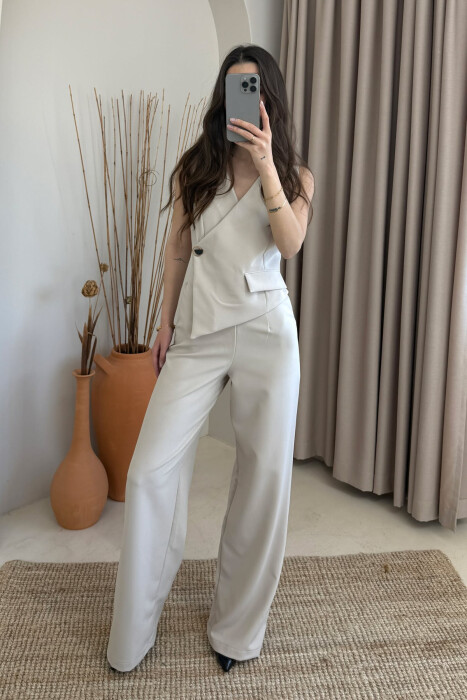 SLEVEELESS ONE COLOR WOMEN JUMPSUIT BEIGE/BEZHE - 5