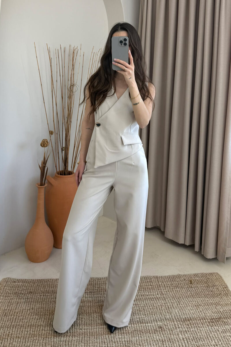 SLEVEELESS ONE COLOR WOMEN JUMPSUIT BEIGE/BEZHE - 5