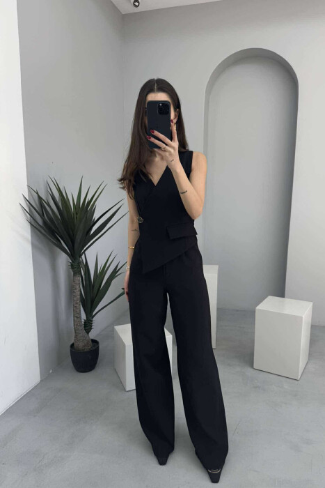 JUMPSUIT NJË NGJYRËSH I THJESHTË PËR FEMRA NË NGJYRËN E ZEZË 