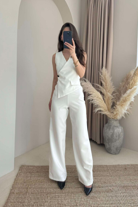 SLEVEELESS ONE COLOR WOMEN JUMPSUIT WHITE-E BARDHE 