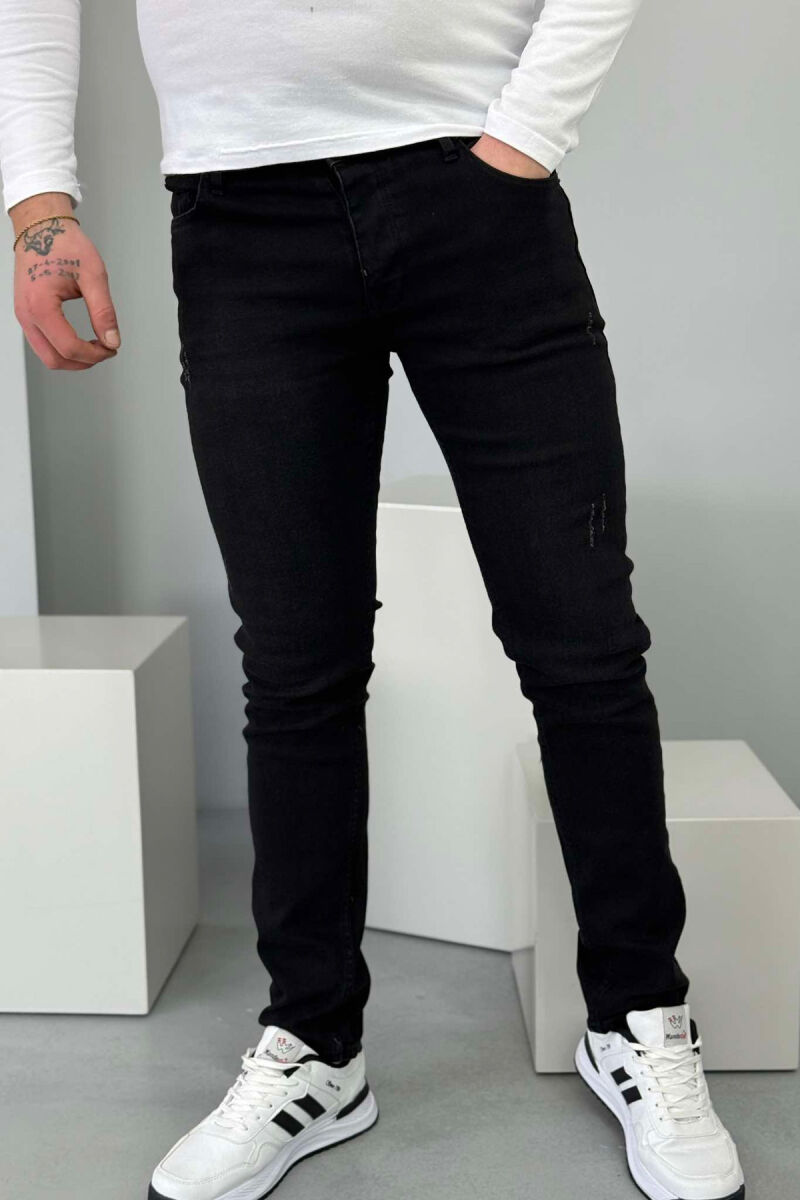 SLIM FIT ONE COLOR MEN JEANS BLACK/ E ZEZE - 1