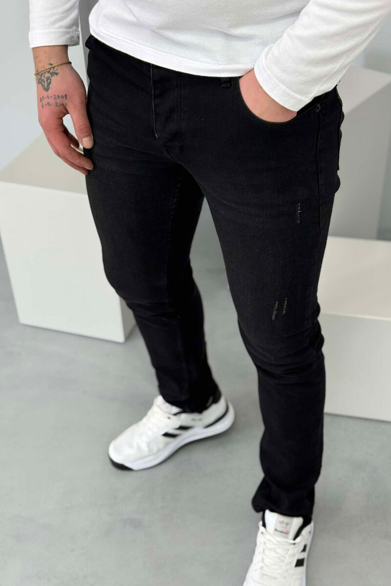 SLIM FIT ONE COLOR MEN JEANS BLACK/ E ZEZE - 2