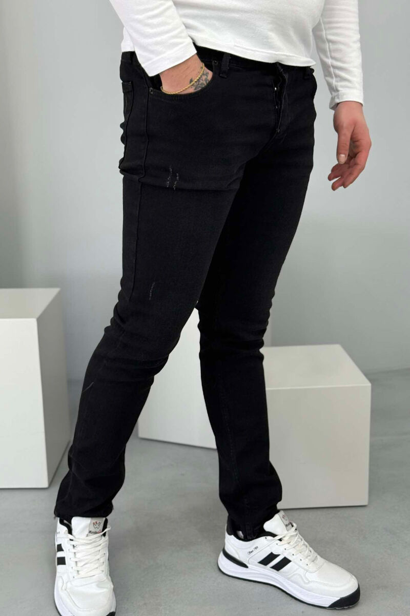 SLIM FIT ONE COLOR MEN JEANS BLACK/ E ZEZE - 4