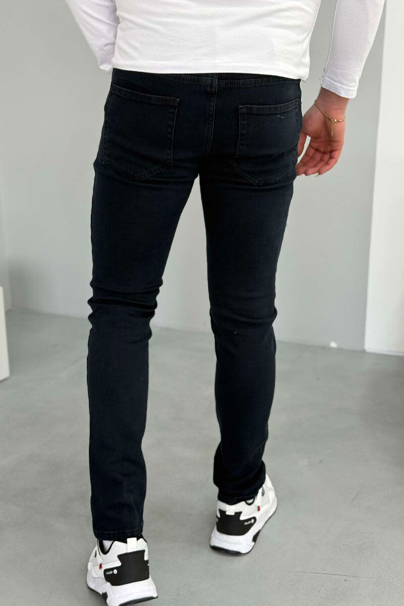 SLIM FIT ONE COLOR MEN JEANS DARK BLUE/BEE - 3