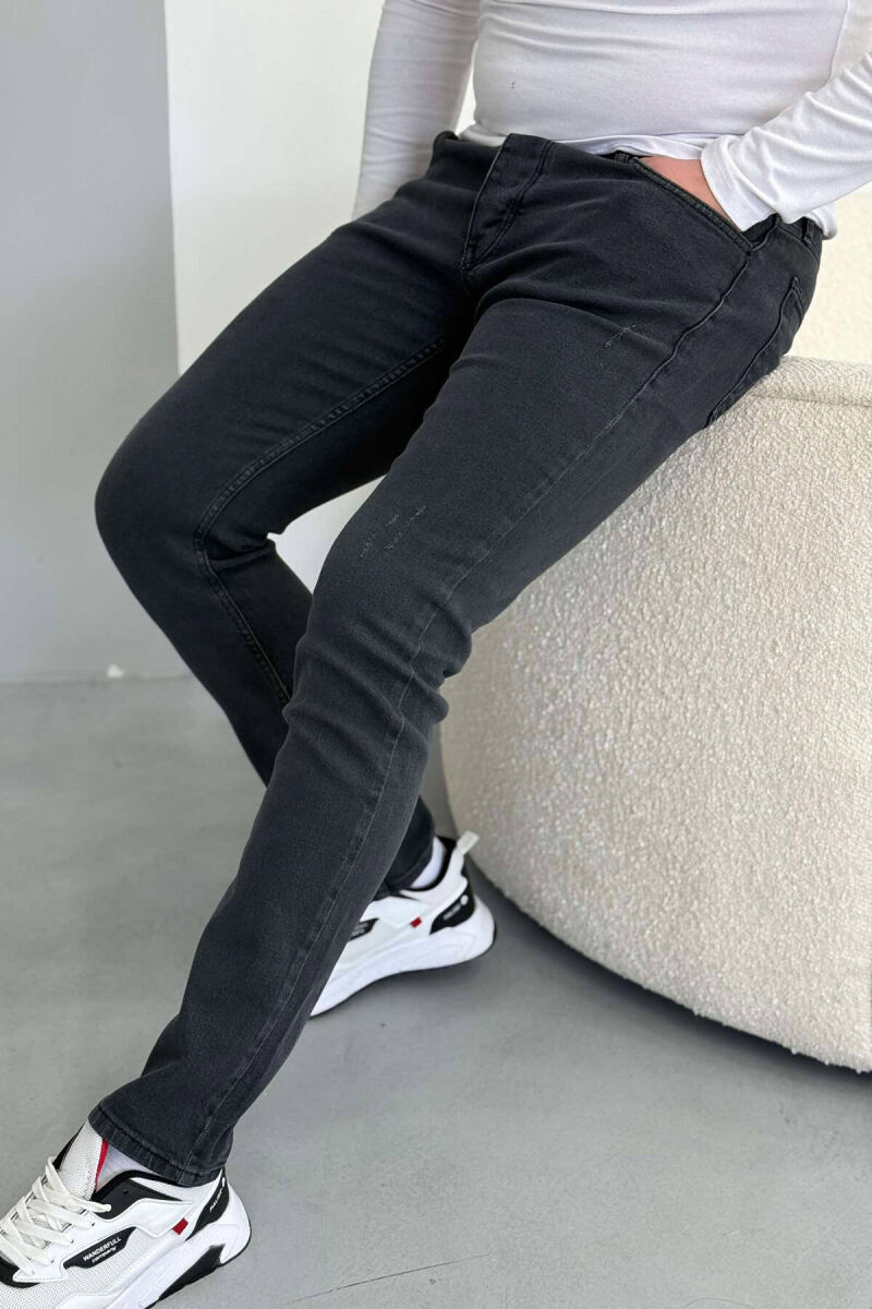 SLIM FIT ONE COLOR MEN JEANS DARK GREY/GEE - 2