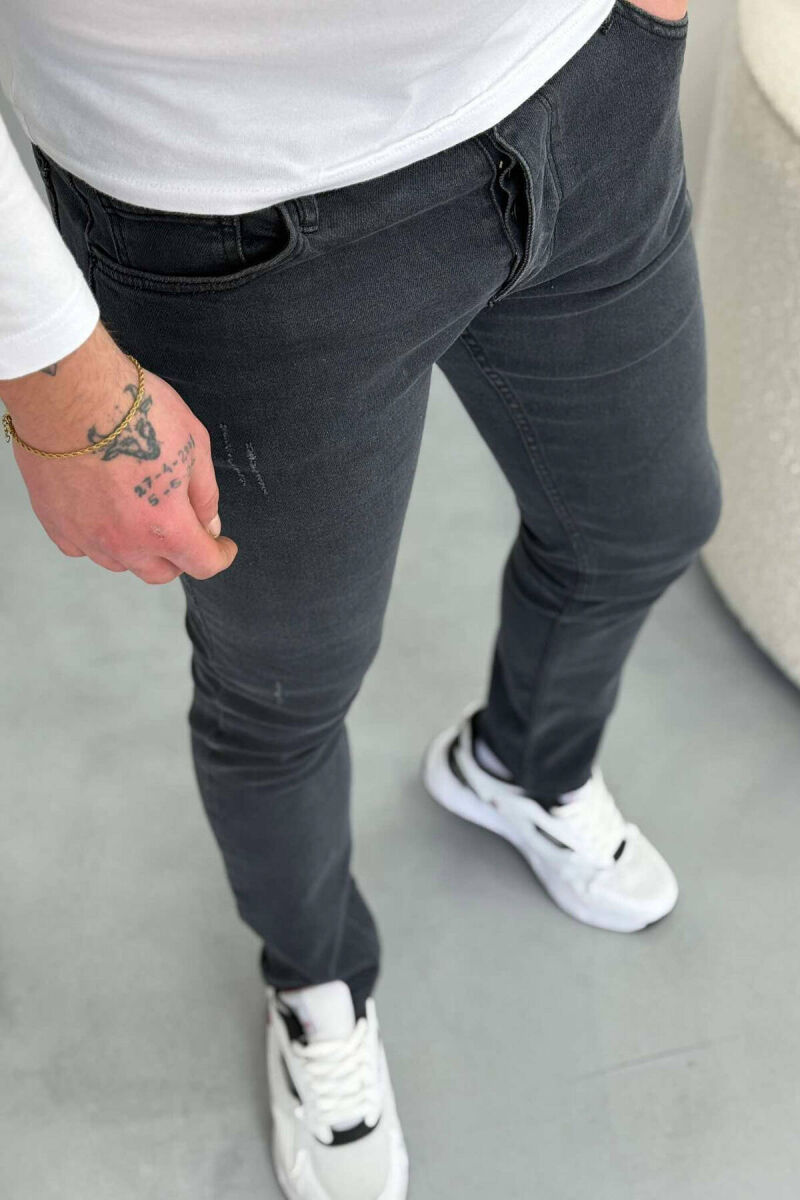 SLIM FIT ONE COLOR MEN JEANS DARK GREY/GEE - 3