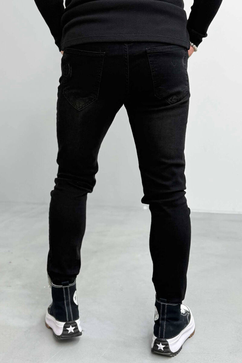 SLIM FIT ONE COLOR MEN JEANS IN BLACK COLOR - 3