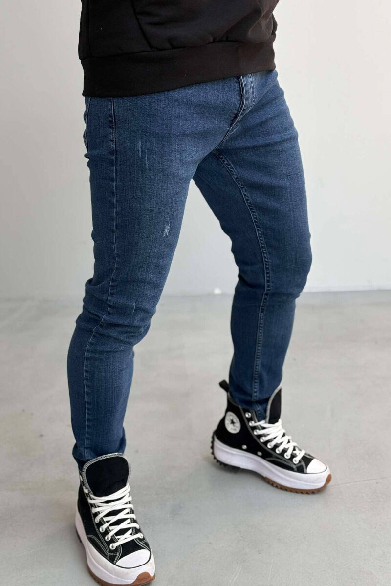 SLIM FIT ONE COLOR MEN JEANS IN BLUE COLOR - 3