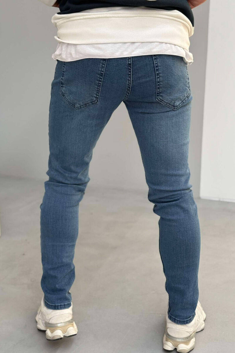 SLIM FIT ONE COLOR MEN JEANS IN LIGHT BLUE COLOR - 3