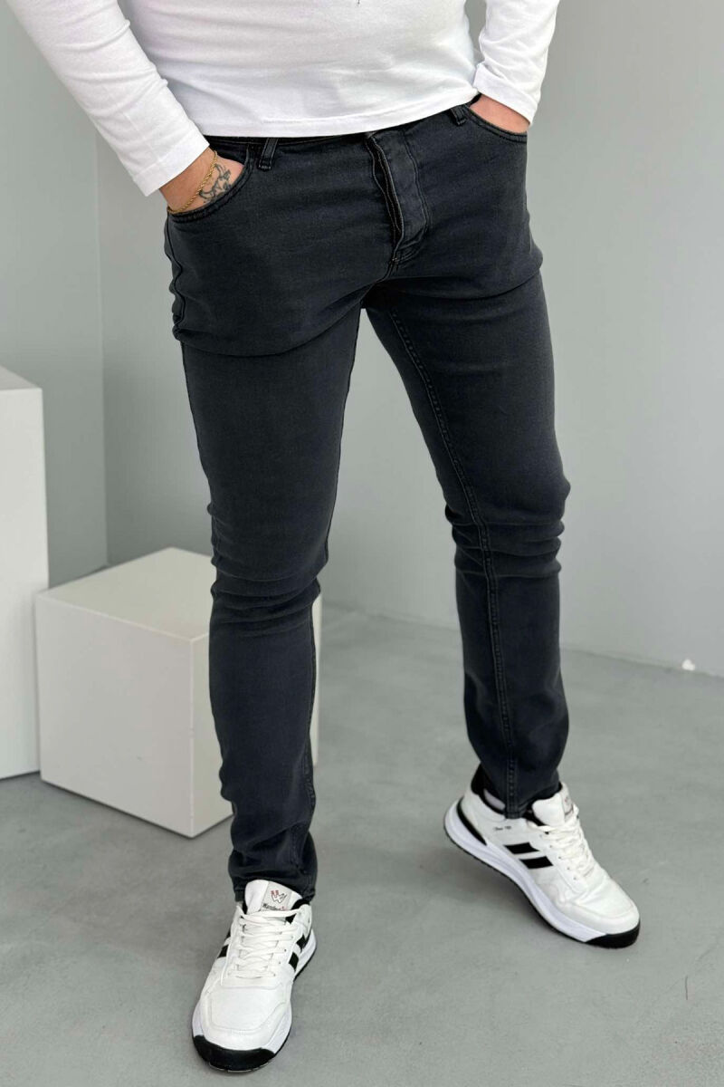 SLIM FIT ONE COLOR SIMPLE MEN JEANS GREY/GRI - 1