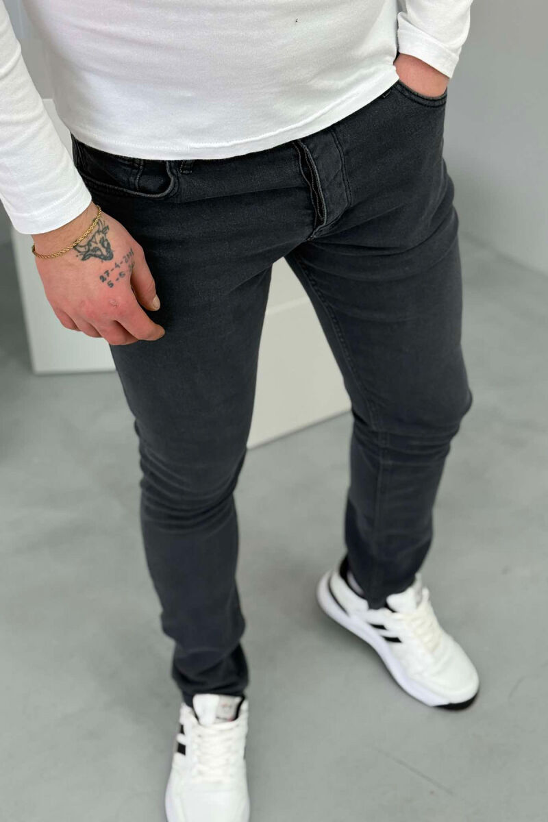 SLIM FIT ONE COLOR SIMPLE MEN JEANS GREY/GRI - 4