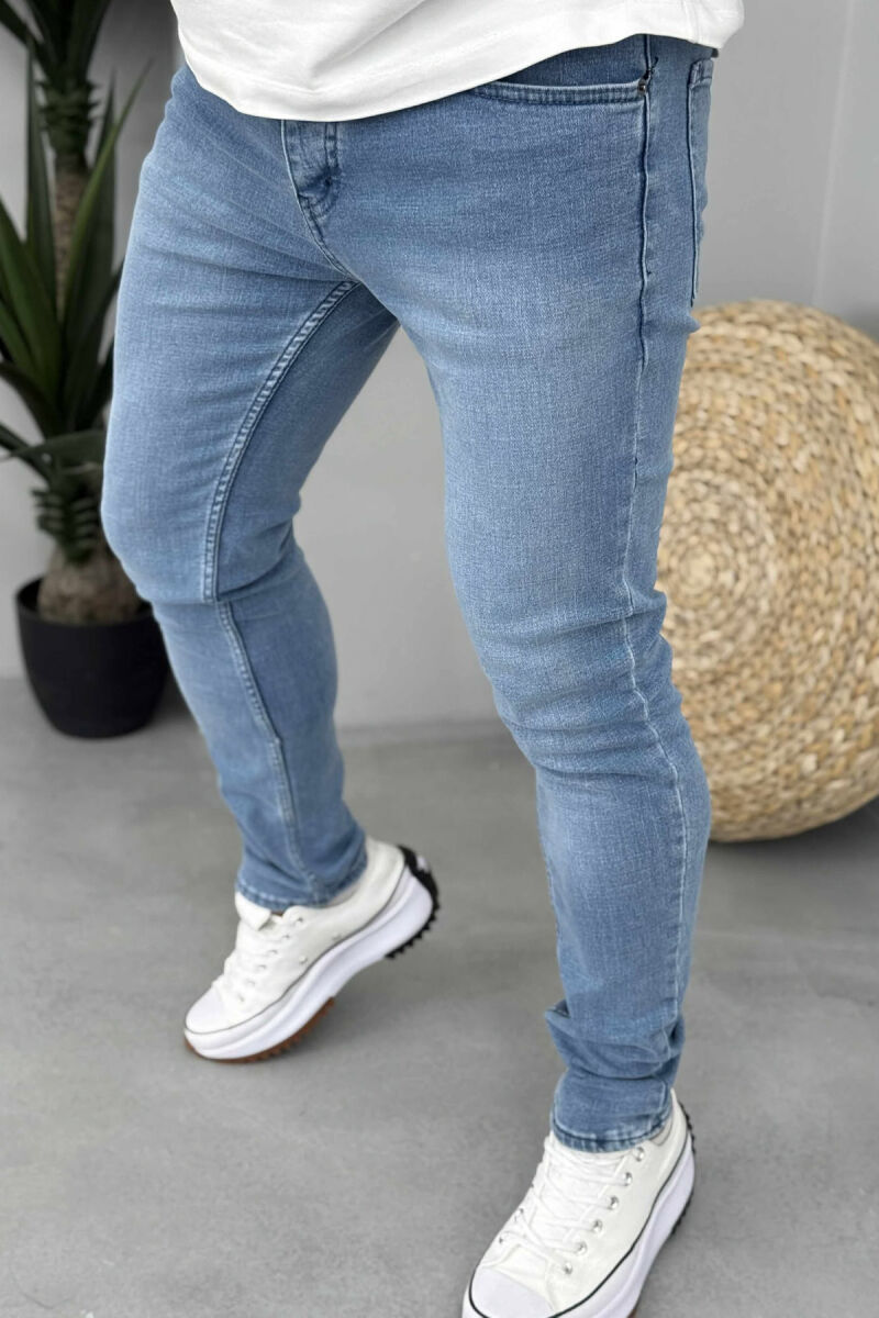 SLIM FIT ONE COLOR SIMPLE MEN JEANS LIGHTBLUE/BZ - 2