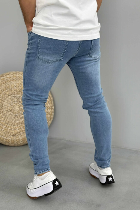 SLIM FIT ONE COLOR SIMPLE MEN JEANS LIGHTBLUE/BZ - 3