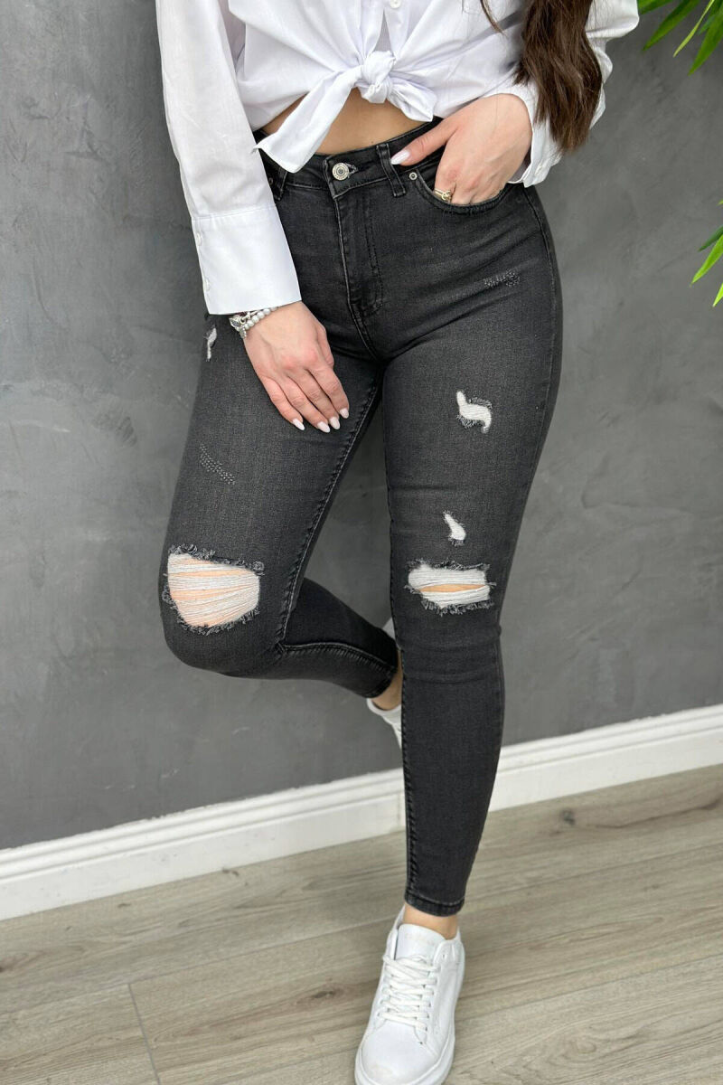 SLIM FIT ONE COLOR WOMAN JEANS DARK GREY/GEE - 1