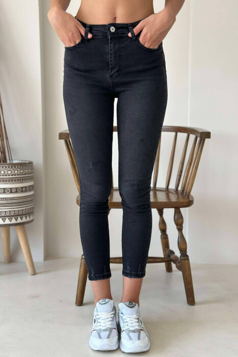 SLIM FIT ONE COLOR WOMEN JEANS BLACK/ E ZEZE - KLAUDIO FASHION