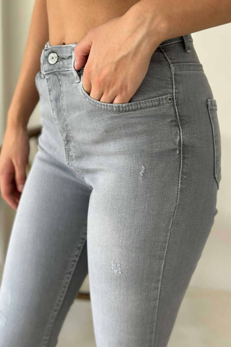 SLIM FIT ONE COLOR WOMEN JEANS GREY/GRI - 3