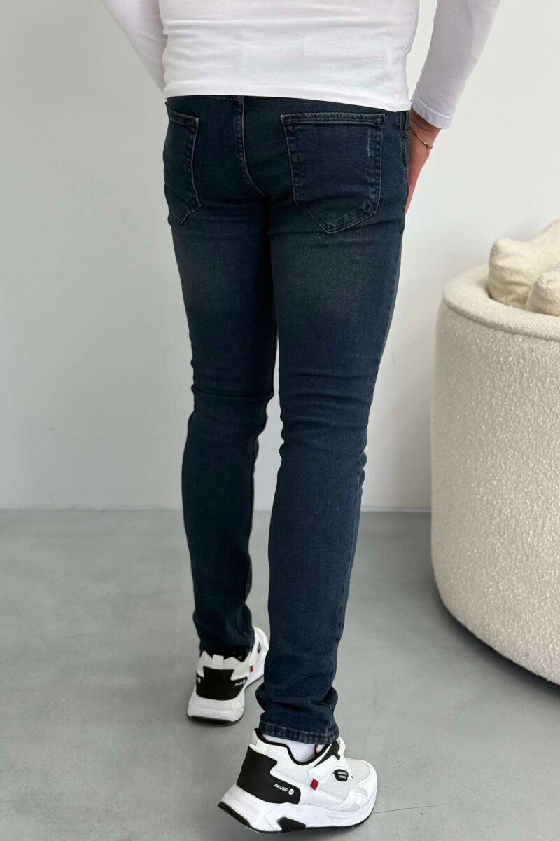 SLIM FIT SIMPLE MEN JEANS DARK BLUE/BEE - 3