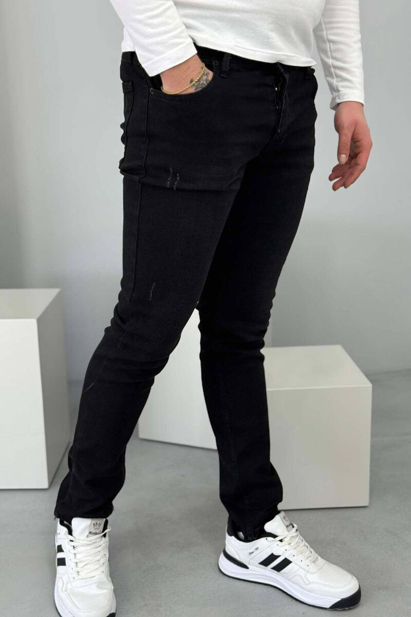 SLIM FIT SIMPLE MEN JEANS IN BLACK COLOR - 4